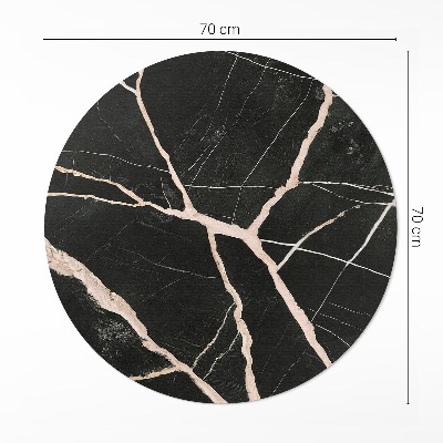 Rond pvc tapijt Donker gebarsten marmer glamour contrast