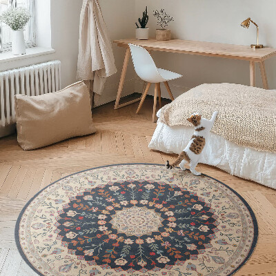 Vinyl vloerkleed rond Perzisch stijlpatroon met vintage vegetatie