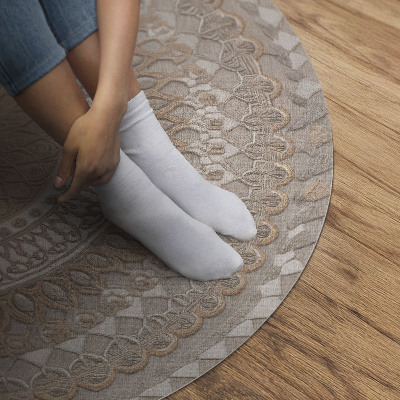 Pvc mat rond Gevlochten mandala, boho ornament wandtapijt