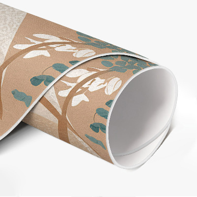 Rond pvc tapijt Geschilderde boho-planten en abstracte vlekken