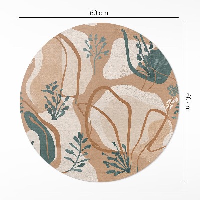 Rond pvc tapijt Geschilderde boho-planten en abstracte vlekken