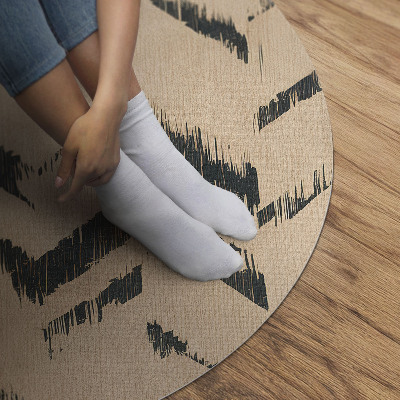 Rond pvc tapijt Indiaanse pijlen in visgraatmotief met schaafwonden