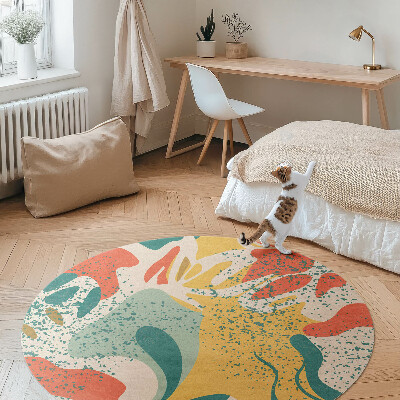 Vinyl vloerkleed rond Retro kleurrijke vlekken onregelmatige abstractie