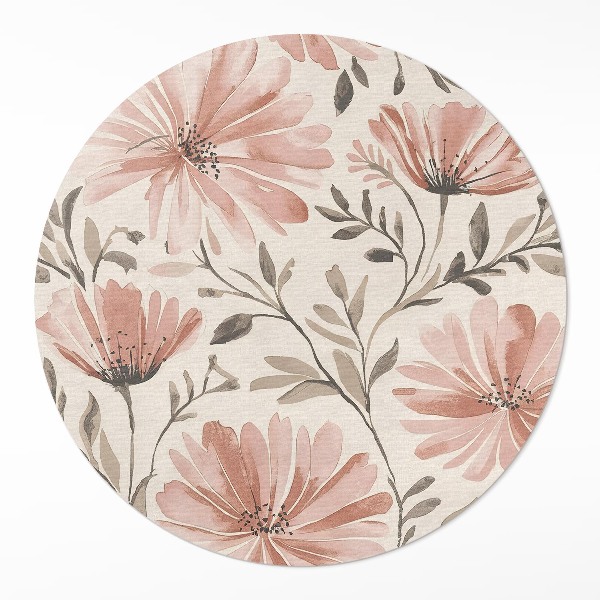 Pvc mat rond Prachtige decoratieve bloemen delicate aquarel