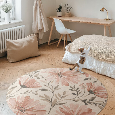 Pvc mat rond Prachtige decoratieve bloemen delicate aquarel