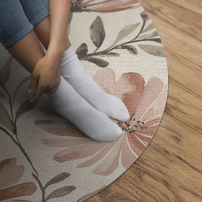 Pvc mat rond Prachtige decoratieve bloemen delicate aquarel