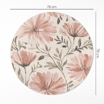 Pvc mat rond Prachtige decoratieve bloemen delicate aquarel