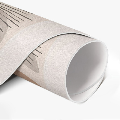 Rond pvc tapijt Vlekken, lijnen en planten abstract boho-patroon