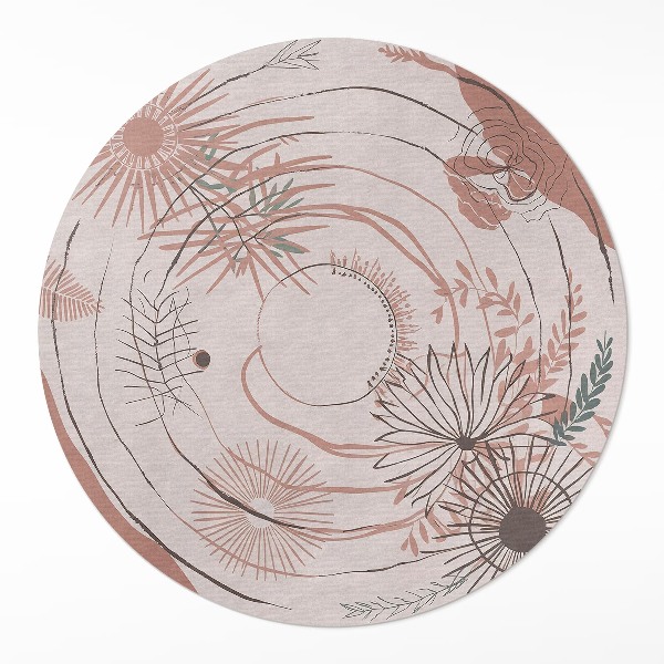 Vinyl vloerkleed rond bloemen en planten boho patroon