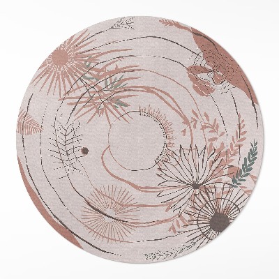 Vinyl vloerkleed rond bloemen en planten boho patroon