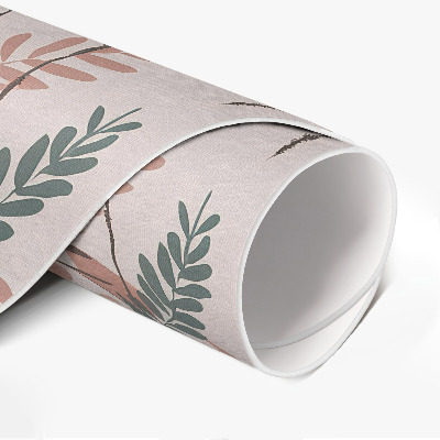 Vinyl vloerkleed rond bloemen en planten boho patroon