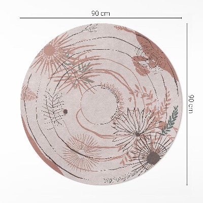 Vinyl vloerkleed rond bloemen en planten boho patroon