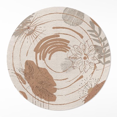 Pvc mat rond Abstract boho-patroon met plantenmotieven