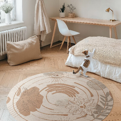 Pvc mat rond Abstract boho-patroon met plantenmotieven