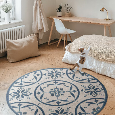 Rond pvc tapijt Fijne tegels in een vintage Portugese stijl