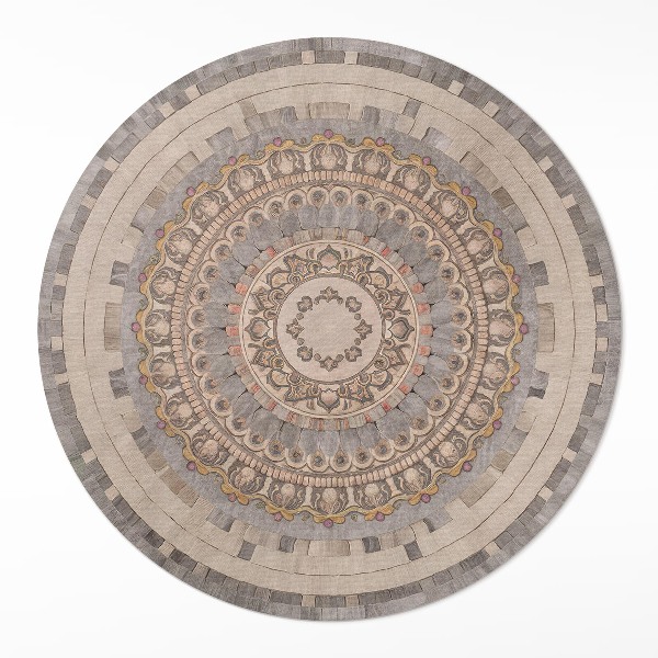 Vinyl vloerkleed rond Ornament in de stijl van een oud stenen mozaïek