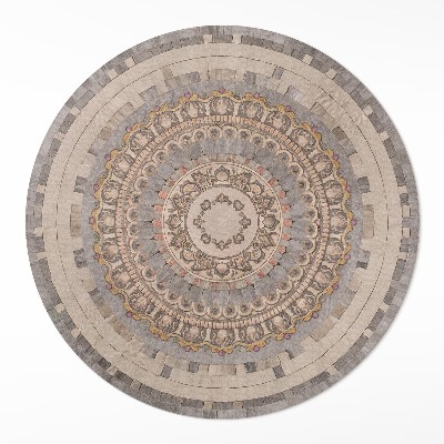 Vinyl vloerkleed rond Ornament in de stijl van een oud stenen mozaïek