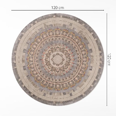 Vinyl vloerkleed rond Ornament in de stijl van een oud stenen mozaïek