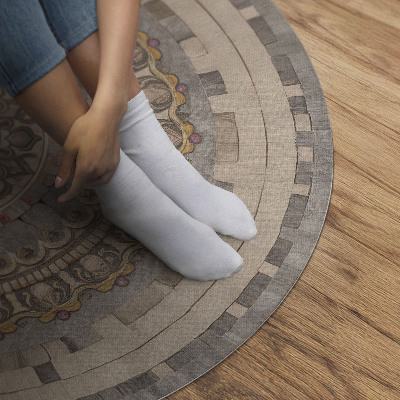 Vinyl vloerkleed rond Ornament in de stijl van een oud stenen mozaïek