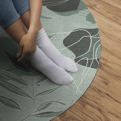 Vinyl vloerkleed rond Lineaire bladeren op pastel boho-vlekken