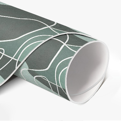 Vinyl vloerkleed rond Lineaire bladeren op pastel boho-vlekken