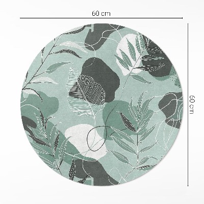 Vinyl vloerkleed rond Lineaire bladeren op pastel boho-vlekken