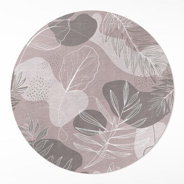 Pvc mat rond Lineaire bladeren die boho-vlekken laten stromen