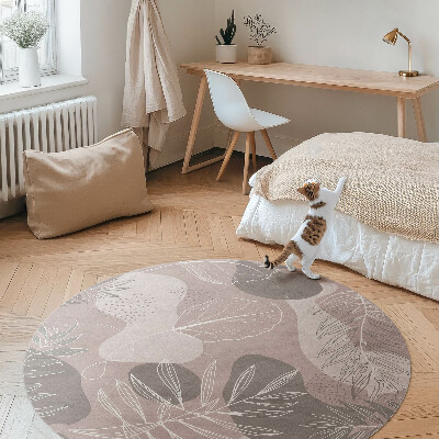 Pvc mat rond Lineaire bladeren die boho-vlekken laten stromen