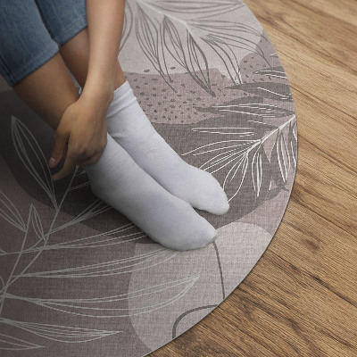 Pvc mat rond Lineaire bladeren die boho-vlekken laten stromen