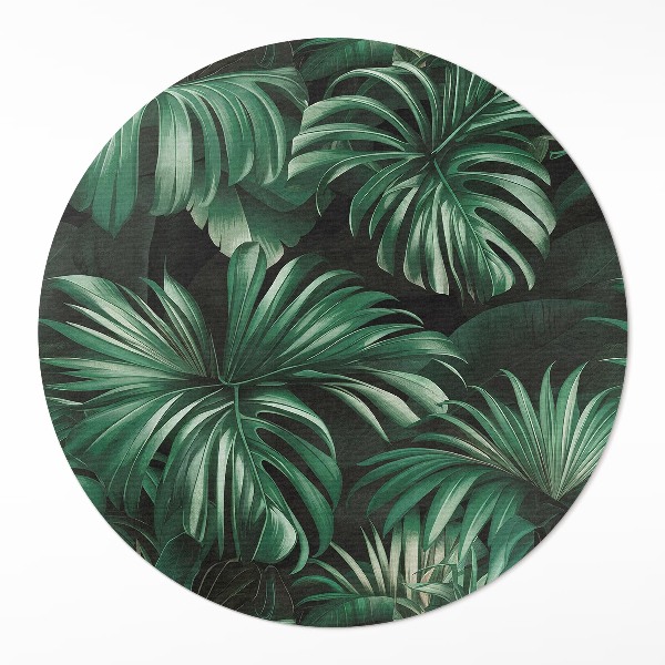Rond pvc tapijt Tropische jungle monstera bladeren