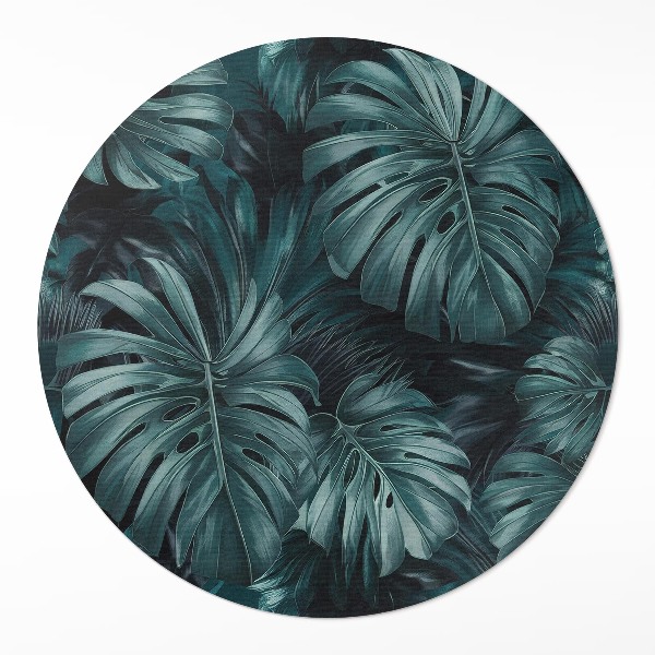 Vinyl vloerkleed rond Jungle vegetatie tropische monstera bladeren
