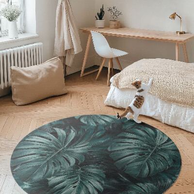 Vinyl vloerkleed rond Jungle vegetatie tropische monstera bladeren
