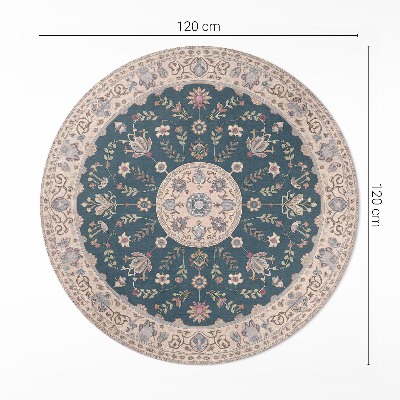 Vinyl vloerkleed rond Ornament met bloemen en bladeren, vintage patroon