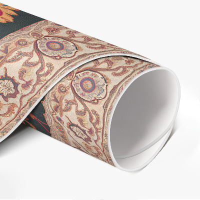 Pvc mat rond Vintage Perzisch bloemenornament