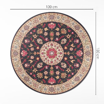 Vinyl vloerkleed rond Ornament met bloemen en bladeren, Turkse stijl