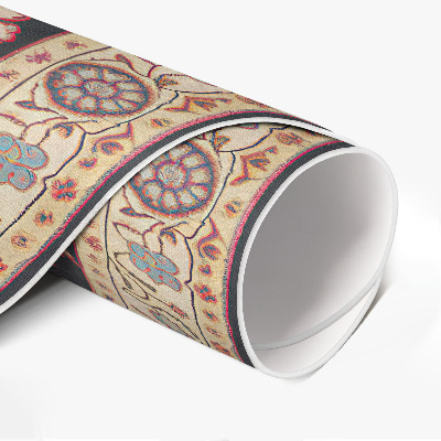 Vinyl vloerkleed rond Ornament met bloemen en bladeren, Turkse stijl