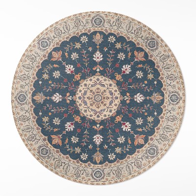 Rond pvc tapijt Bloemenornament in Perzische stijl