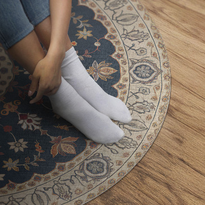 Rond pvc tapijt Bloemenornament in Perzische stijl