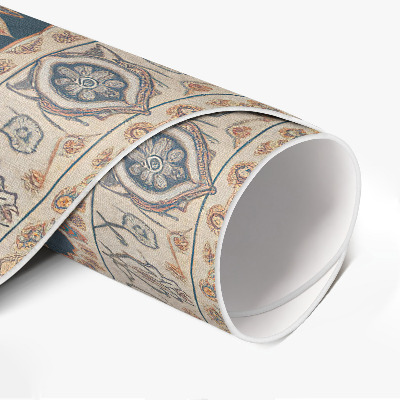 Rond pvc tapijt Bloemenornament in Perzische stijl