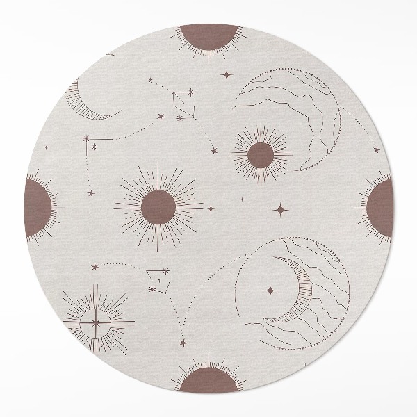 Vinyl vloerkleed rond Ruimte manen sterren astrologisch patroon