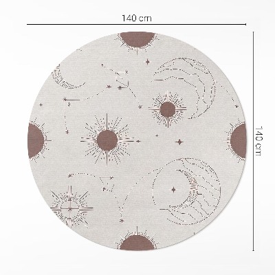 Vinyl vloerkleed rond Ruimte manen sterren astrologisch patroon