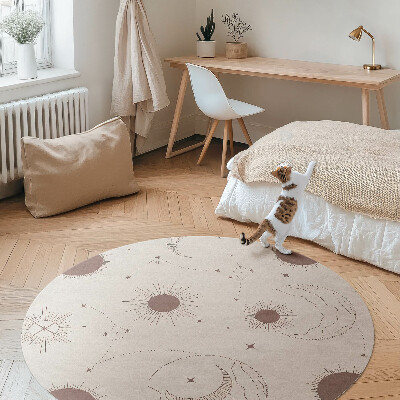 Vinyl vloerkleed rond Ruimte manen sterren astrologisch patroon
