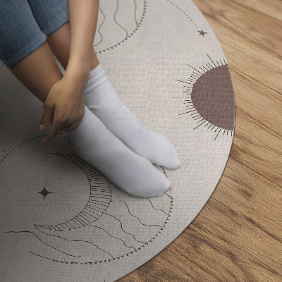 Vinyl vloerkleed rond Ruimte manen sterren astrologisch patroon