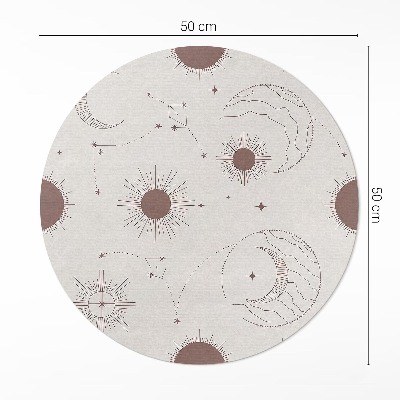Vinyl vloerkleed rond Ruimte manen sterren astrologisch patroon