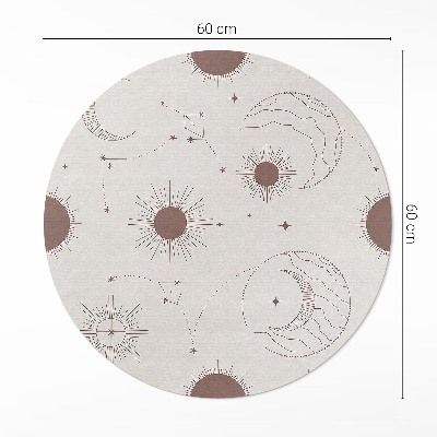Vinyl vloerkleed rond Ruimte manen sterren astrologisch patroon