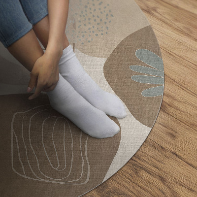 Pvc mat rond boho abstractie, vloeiende vlekken en lijnen