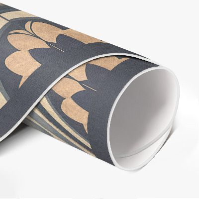 Rond pvc tapijt Vintage mozaïek met plantenmotief