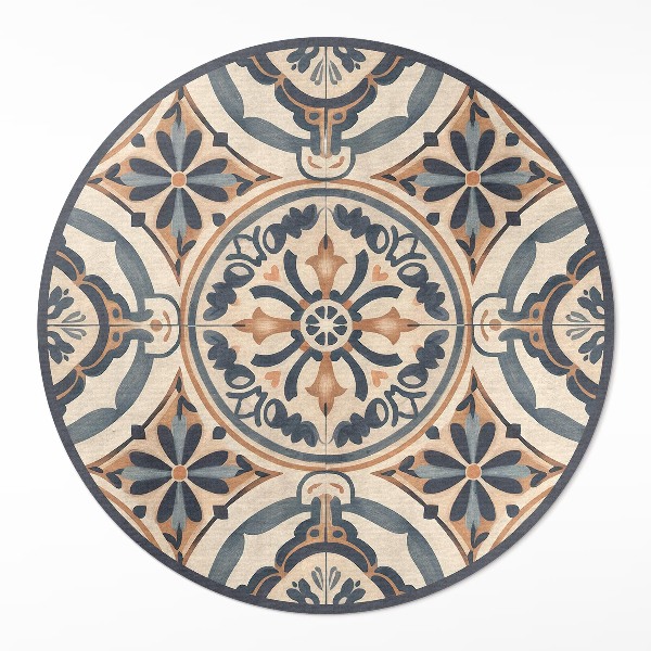 Vinyl vloerkleed rond Antiek mozaïek met een vintage plantenmotief