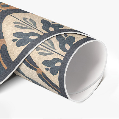 Vinyl vloerkleed rond Antiek mozaïek met een vintage plantenmotief