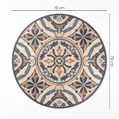 Vinyl vloerkleed rond Antiek mozaïek met een vintage plantenmotief